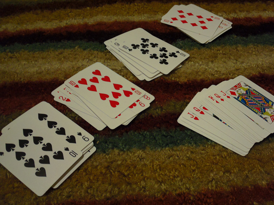 Make 10 - separating stacks of cards.