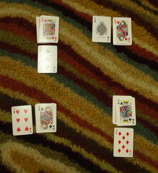 Make 10 - example of game table after a first round of play.