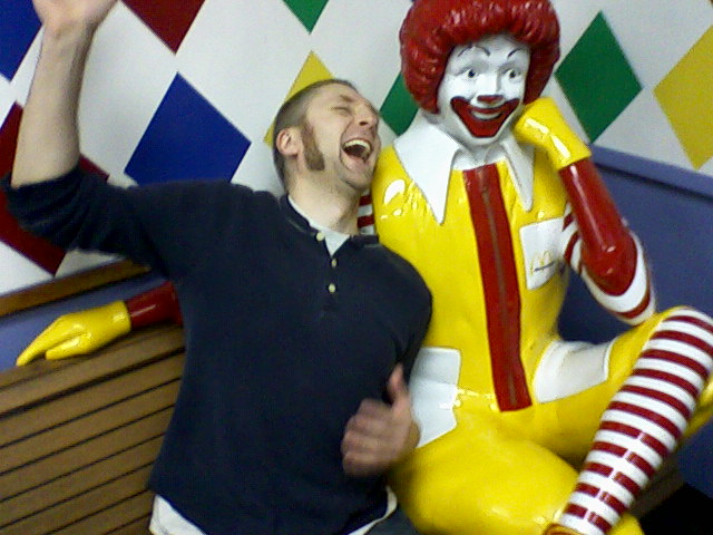 our editor chilling with ronald mcdonald